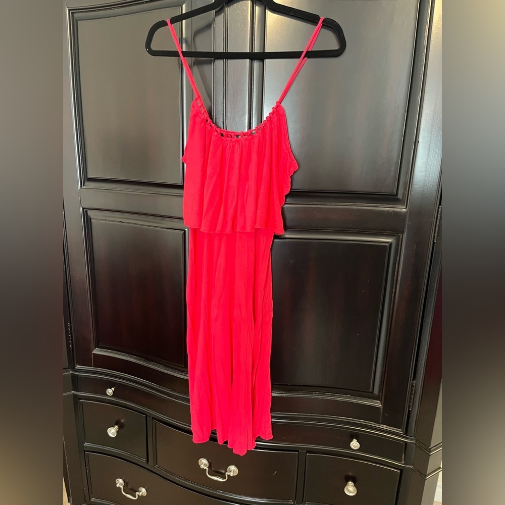 Red Knee length American Eagle Summer Dress with Adjustable straps